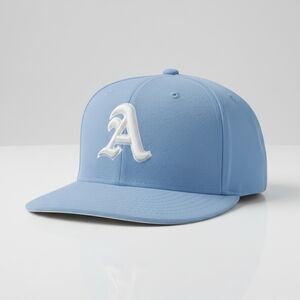 Mens Light Blue Baseball Cap with White 'A' Patch